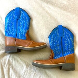 Old West boys’ western boots leather upper with square toe